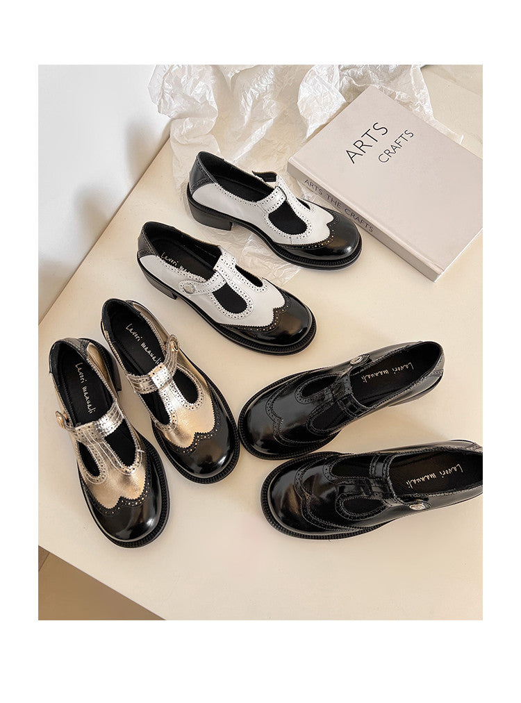 Karin Luna In Stock Spot Goods  Color Matching t Round Toe British Style Single Shoes