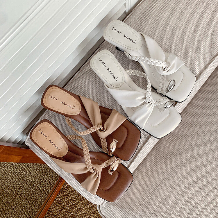 Karin Luna has a sense of design ~Twist Braided Cross Strap Square Toe Sandals