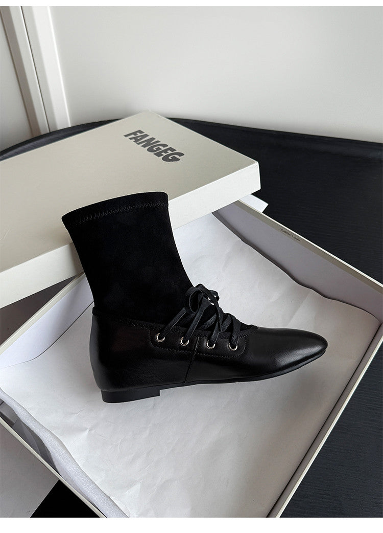 Karin Luna Round Toe Internal Height Increase Lace-up Ankle Boots
