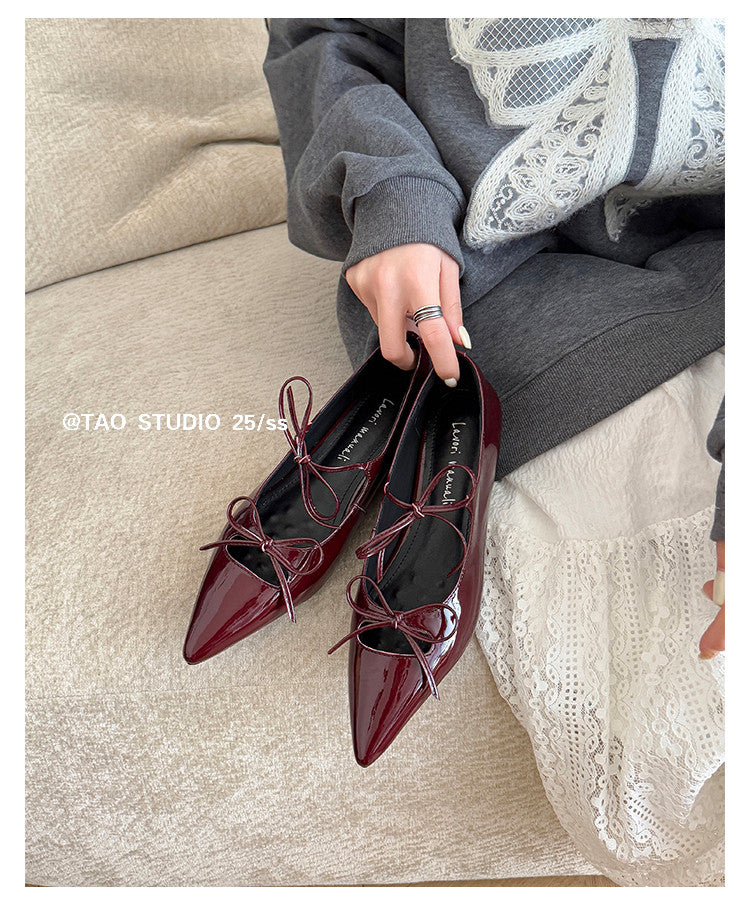 Karin Luna In Stock Spot Goods  Hot-selling Element Bowknot Square Toe Pointed Toe Single Shoes