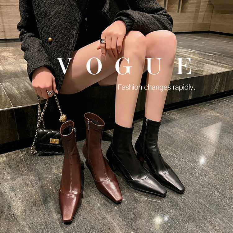 Karin Luna In Stock In Stock Slim Boots Series！Chunky Heel Ankle Boots