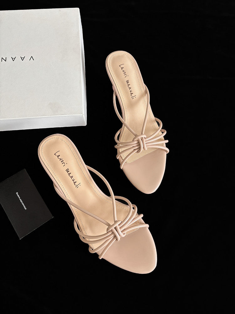 Karin Luna In Stock In Stock  In Stock Round Toe Cross Hollow Round Toe Stiletto Slippers