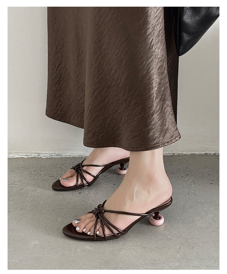 Karin Luna In Stock In Stock  In Stock Round Toe Cross Hollow Round Toe Stiletto Slippers