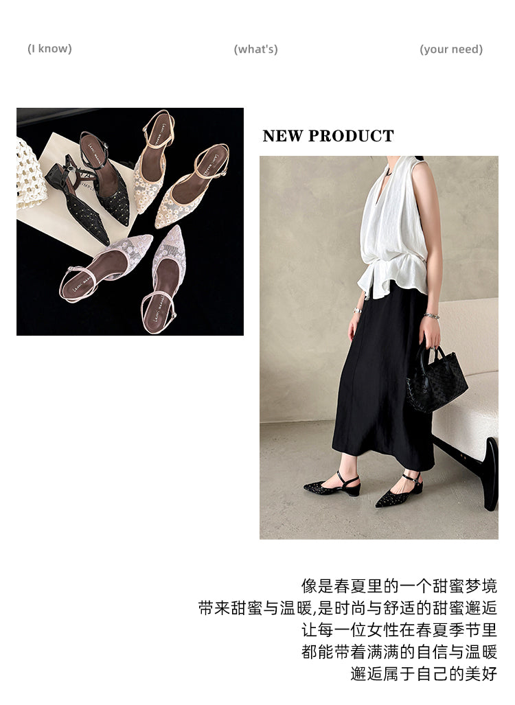 Karin Luna In Stock Spot Goods Embroidered Daisy Sheepskin Mesh Elegant Closed-Toe Slippers