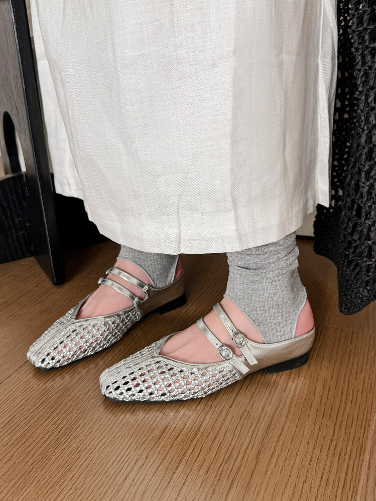 Karin Luna In Stock Spot Goods Hollow Woven One-Strap Closed-Toe Slippers