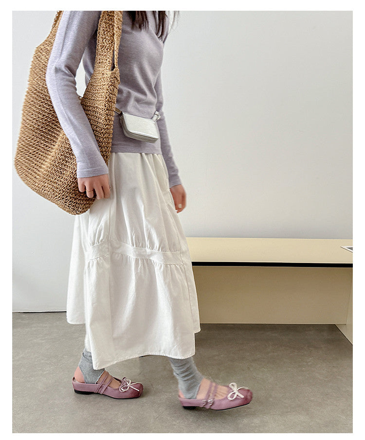 Karin Luna In Stock In Stock   Summer New Sweet Bowknot Color Block Square Toe Height-Increasing Slippers