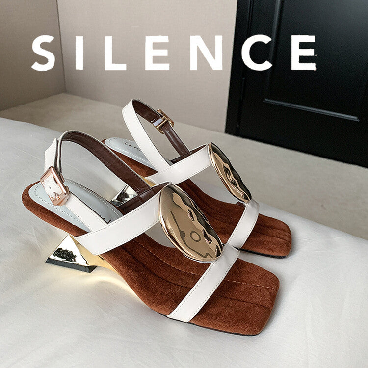 Karin Luna Hot-Selling Fasteners  Irregular Heel Open-Toe Sandals