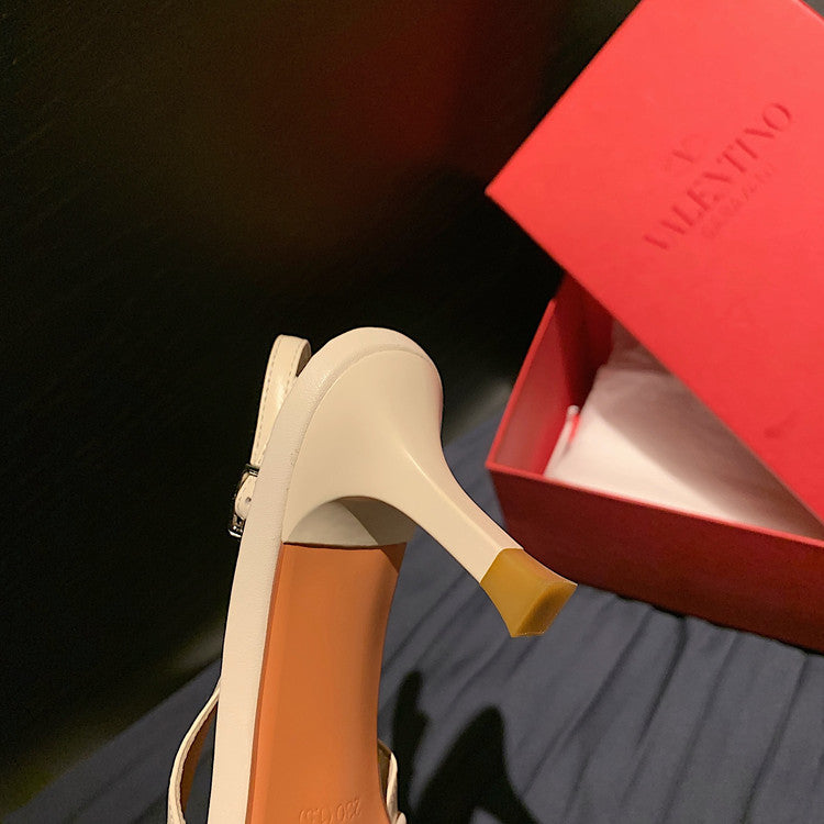 Karin Luna In Stock In Stock  Exquisite Pointed Toe Backless Closed-Toe Stiletto Sandals