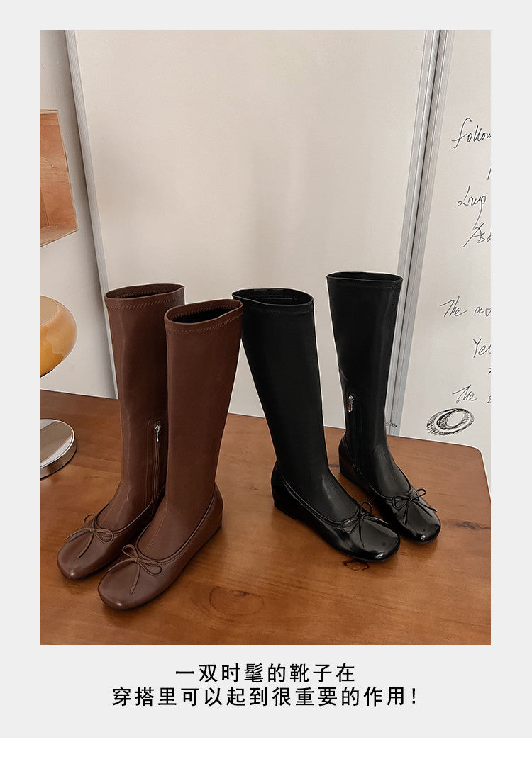 Karin Luna In Stock Spot Goods  Butterfly Knot Round Toe Hidden Heel Boots