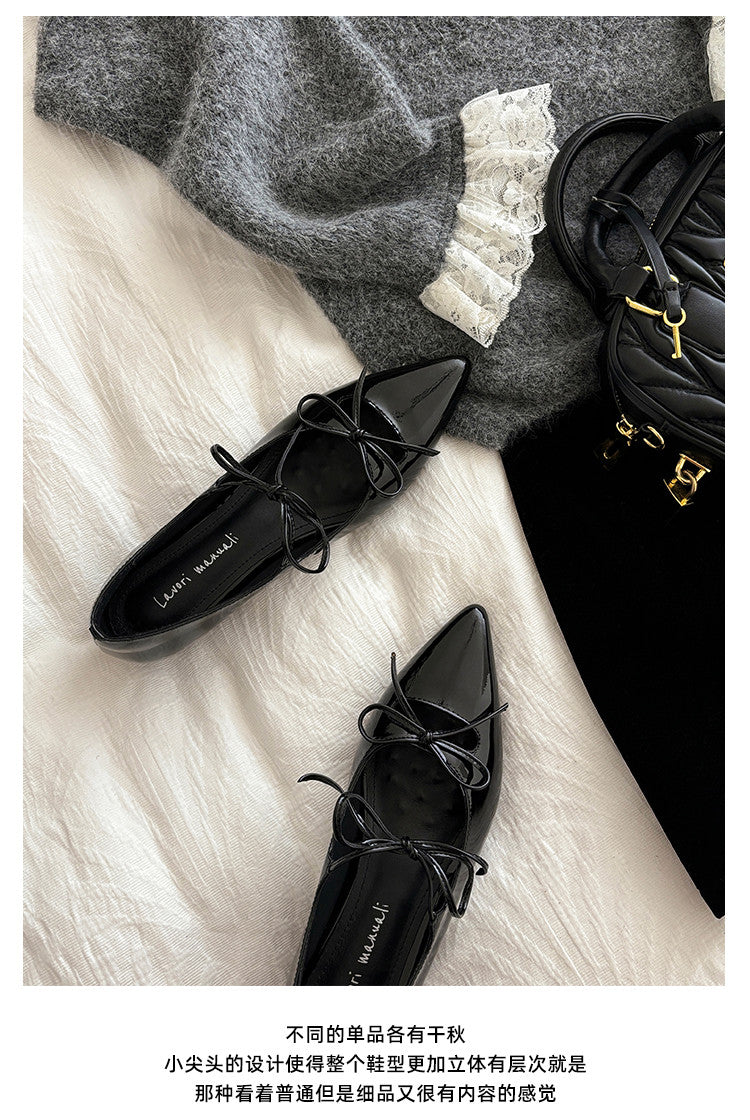 Karin Luna In Stock Spot Goods  Hot-selling Element Bowknot Square Toe Pointed Toe Single Shoes