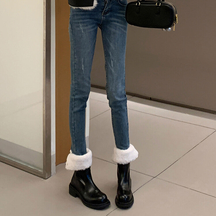 Karin Luna Classic Basic Style   Convertible Foldable Hidden Buckle Snow Fur Shoes Full cowhide Basic Flat Short Boots