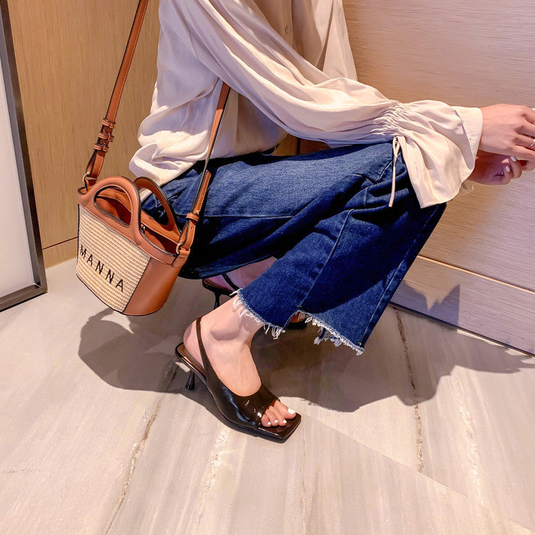 Karin Luna Classic Style Square Toe Open Toe French Retro Sandals