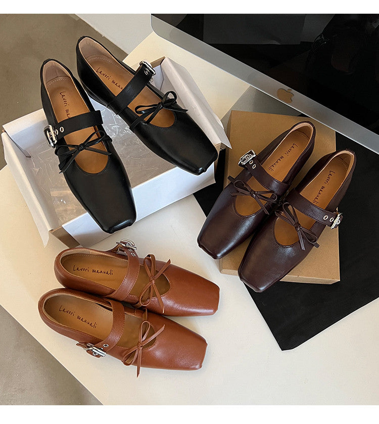 Karin Luna In Stock Spot Goods  Square Toe Internal Height Increase Detachable Bowknot