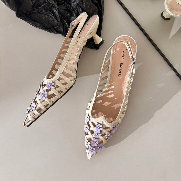 Karin Luna In Stock Spot Goods  Purely Handmade Flowers High-end Hollow Out Sandals
