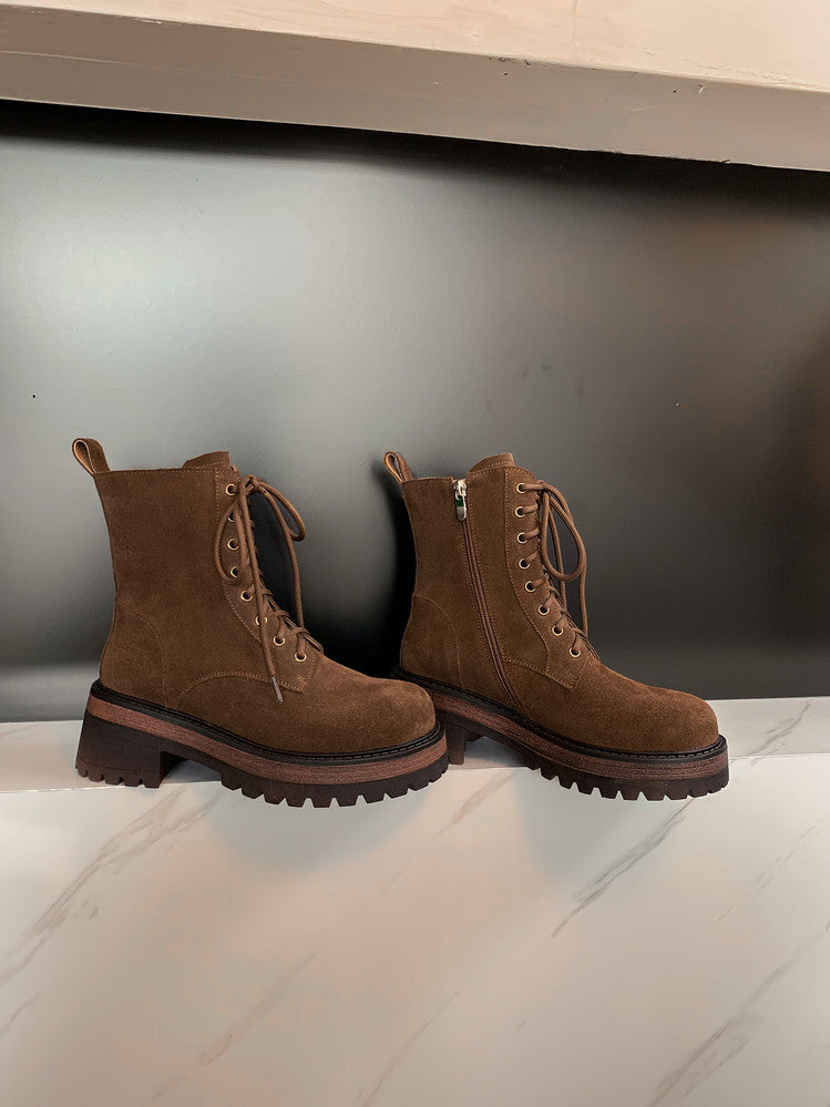 Karin Luna In Stock Casual style thin strap round toe suede ankle boots