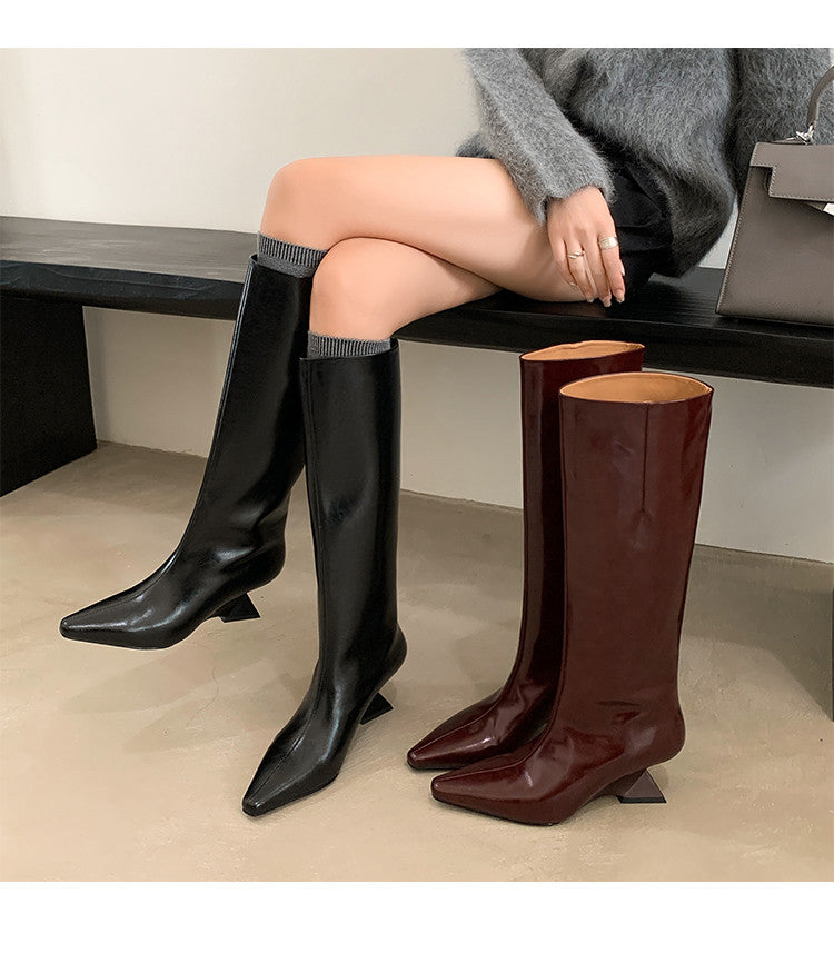 Karin Luna European and American Style Unisex Square-Toed Long Boots