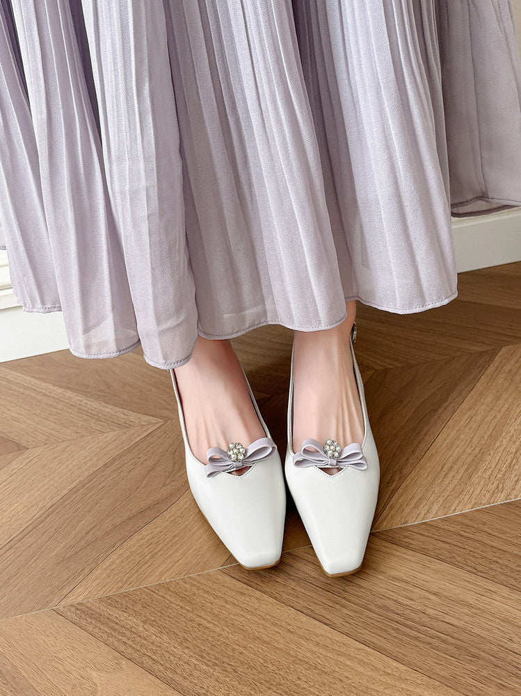 Karin Luna In Stock In Stock Sweet Bowknot Small Square Toe Chunky Heel Closed-toe Elegant Retro Sandals