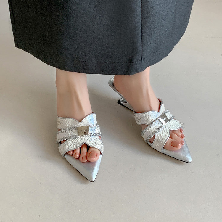 Karin Luna Fish Skin Series~Minimalist Pointed Toe Hot-Selling Unique Heel Slippers