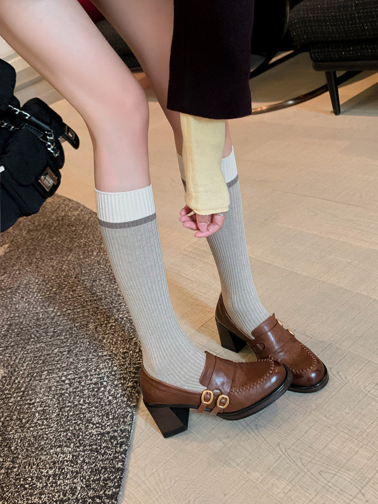 Karin Luna Bestseller Hot-Selling Derivative Edition Self-contained Strap Buckle Casual Loafers