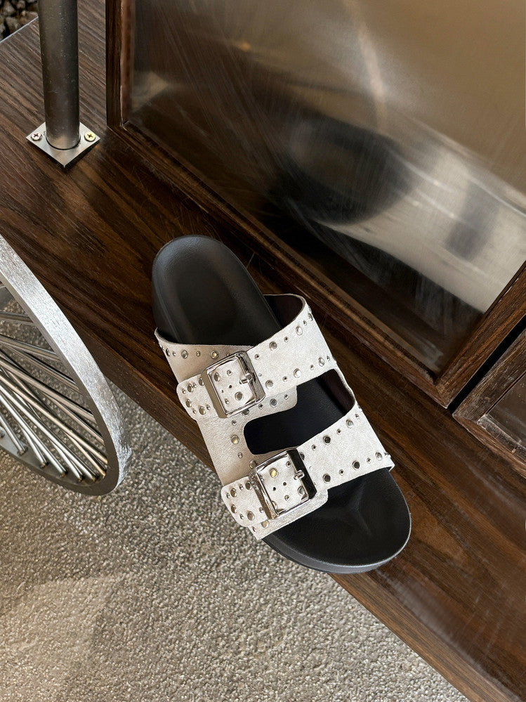 Karin Luna In Stock Spot Goods Casual Thick-Soled Belt Buckle Slippers