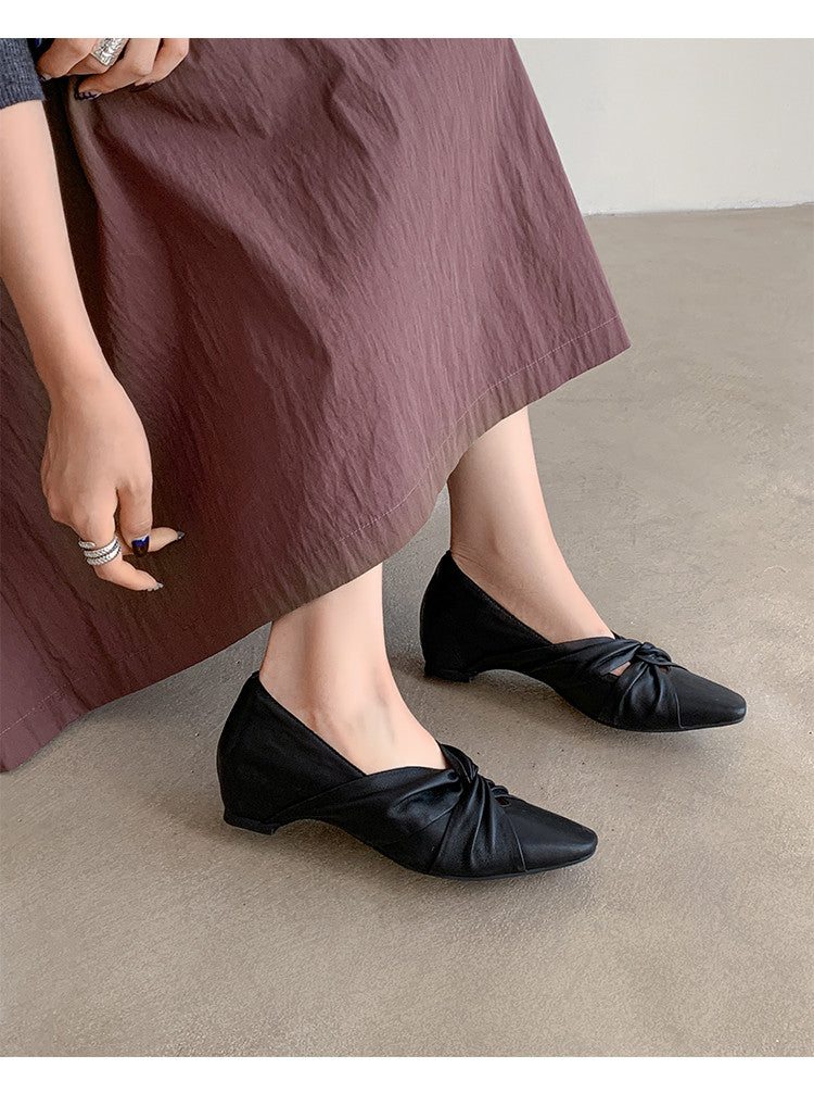 Karin Luna Cross Design Square Toe Hidden Wedge Shoes