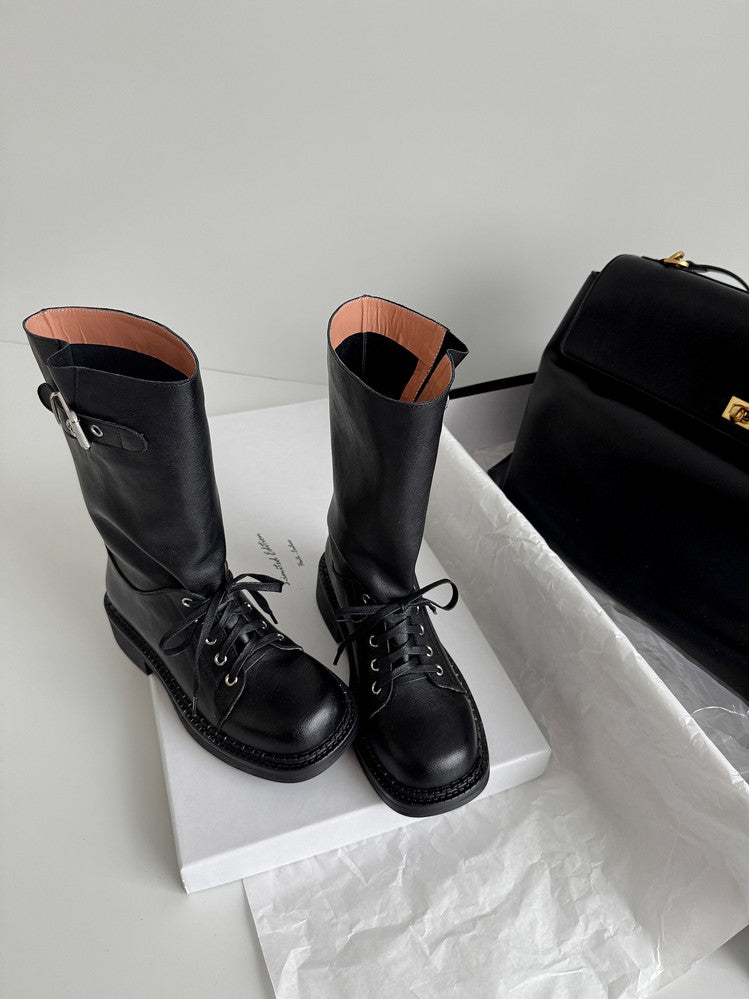 Karin Luna Bestseller Large Tube Thick Sole Martin Boots with Belt Buckle