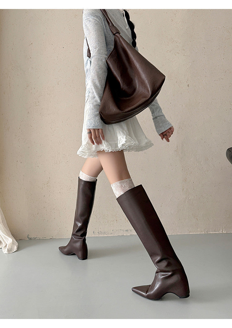 Karin Luna Hot-Selling Internal Height Increase Pointed Toe Straight-Leg Hot-Selling Long Boots