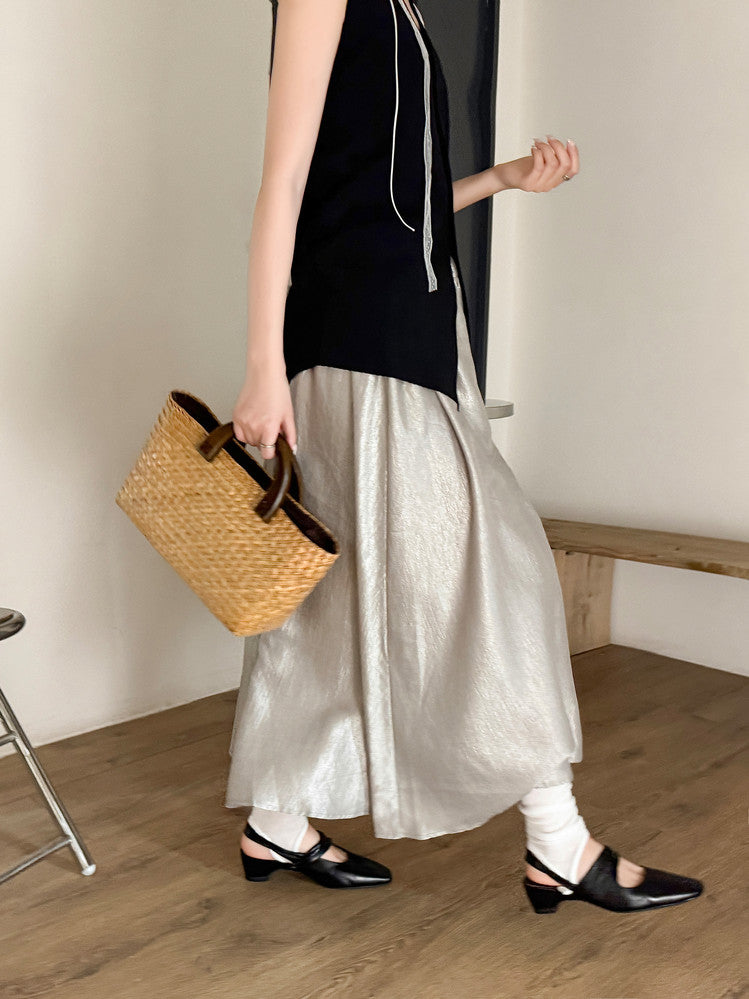 Karin Luna In Stock  Spot Goods Small Square Toe Wrinkled Chunky Heel Closed-Toe Sandals