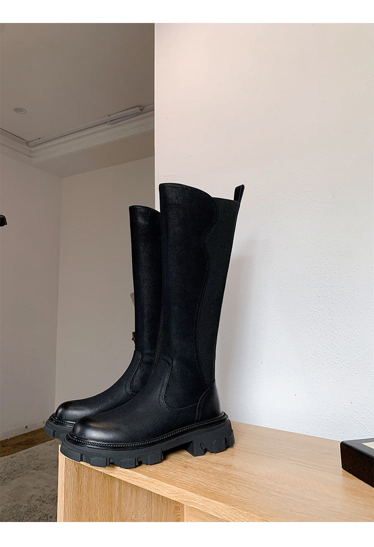 Karin Luna In Stock Versatile Irregular Stretch Fabric Long Boots