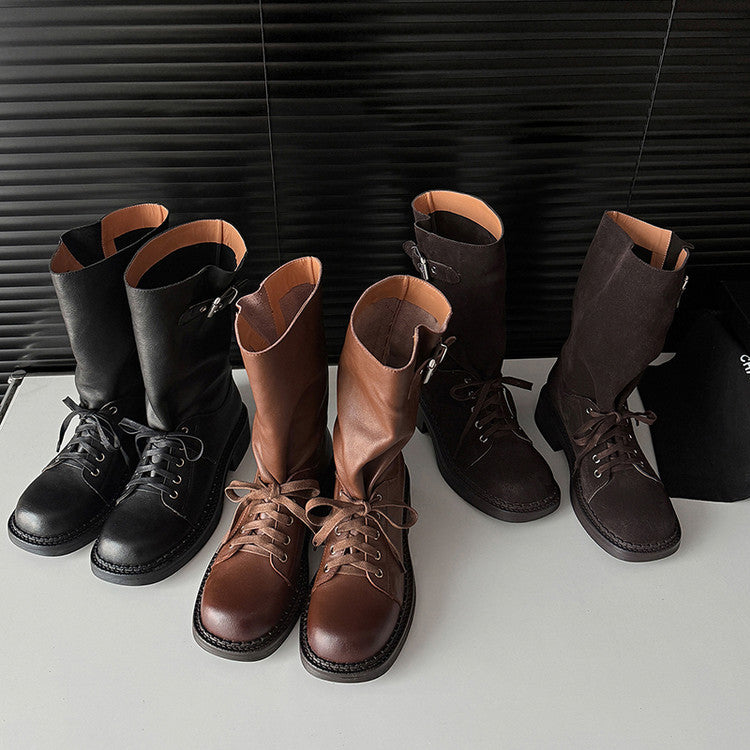 Karin Luna Bestseller Large Tube Thick Sole Martin Boots with Belt Buckle