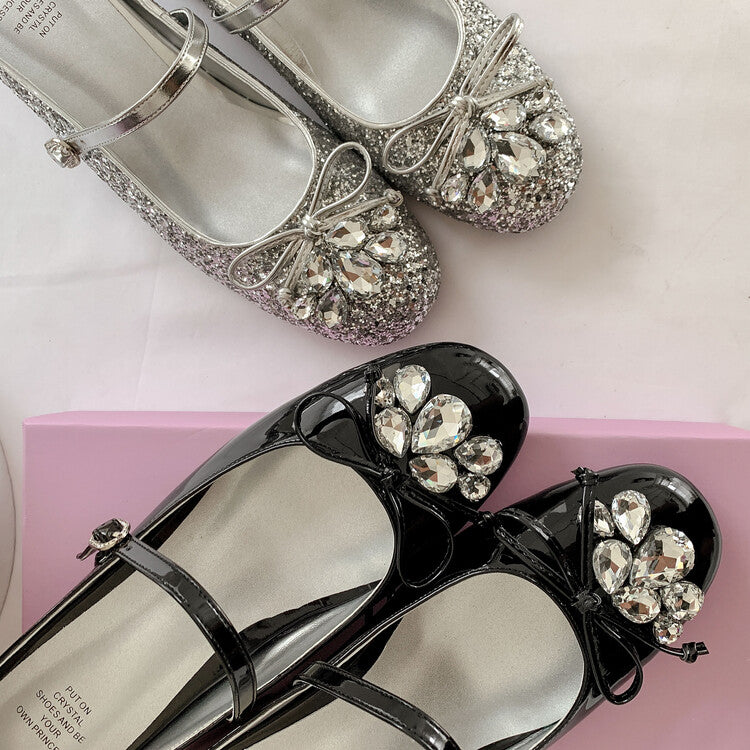 Karin Luna In Stock In Stock  Rhinestone One-Strap Round-Toe Slip-On Height-Increasing Soft Slippers