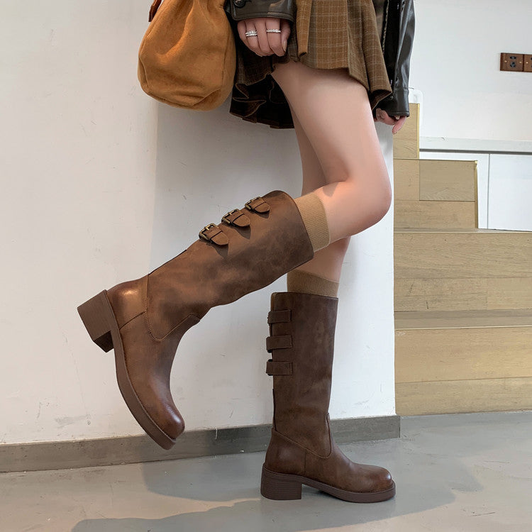Karin Luna In Stock In Stock Thigh Circumference Belt Buckle Thick Sole Rider Boots