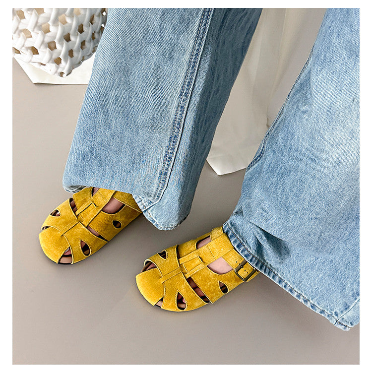 Karin Luna Full Layer Inside and Out~Basic Versatile Perforated Round Toe Birkenstock Slippers