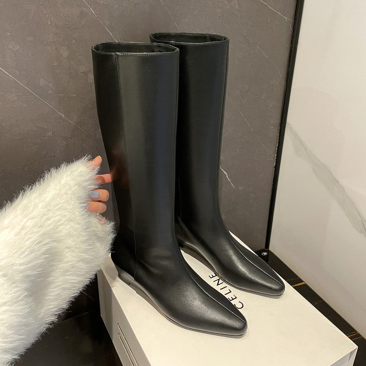 Karin Luna In Stock  In-stock Square Toe Straight Slip-on Long Boots