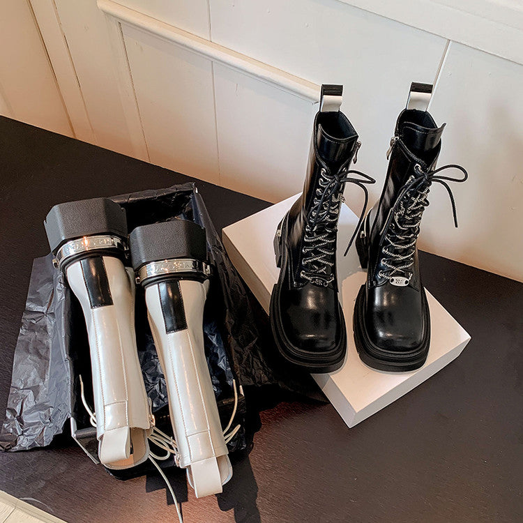 Karin Luna In Stock Spot Goods Lace-up casual metal decorative thick-soled Martin boots