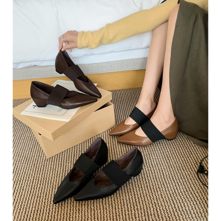 Karin Luna  Popular Pointed Toe Hidden Heel Strap Single Shoes