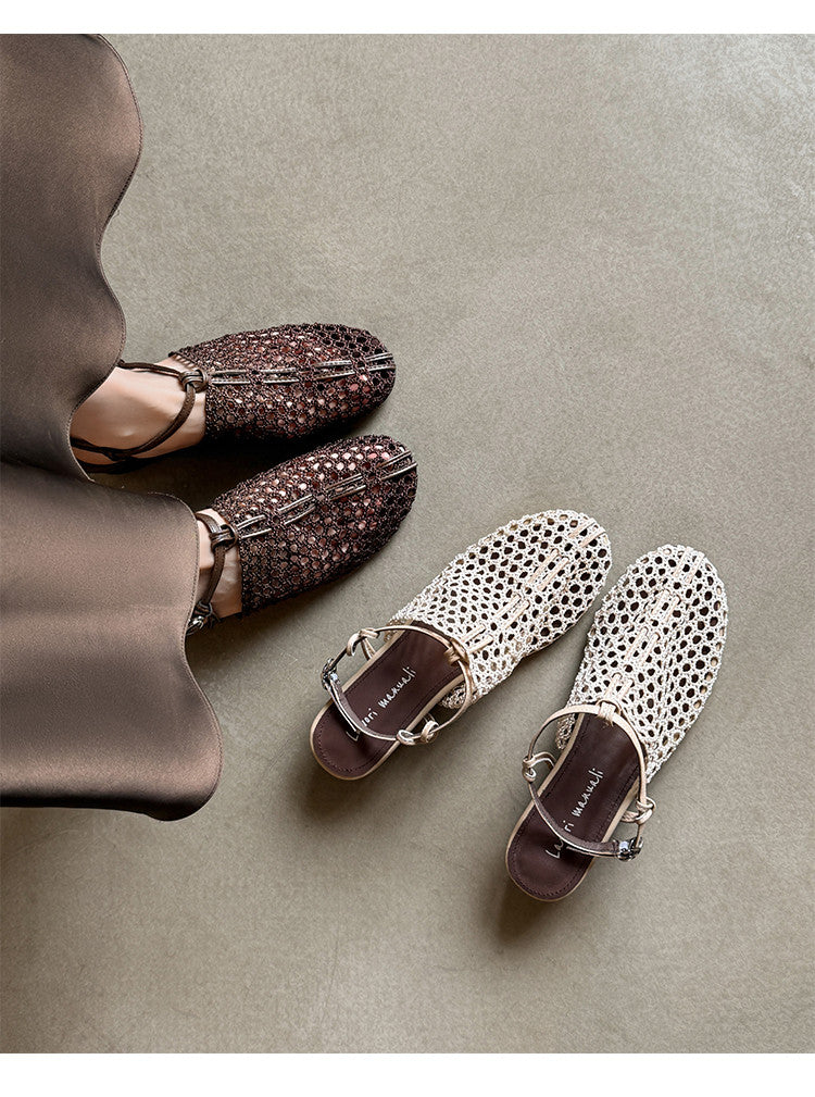 Karin Luna In Stock Spot Goods  Resort Style Series~Casual woven closed-toe flat sandals
