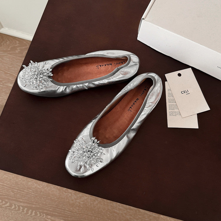Karin Luna Full Leather Inside and Out~Gorgeous Fireworks Flat Granny Shoes