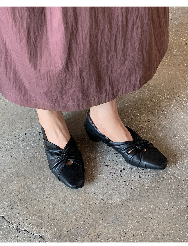 Karin Luna Cross Design Square Toe Hidden Wedge Shoes