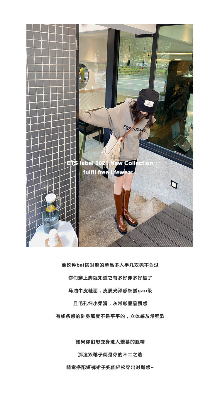 Karin Luna In Stock Spot Goods  Always in stock  Classic Basic Style Round Toe Thick Sole Knight Boots