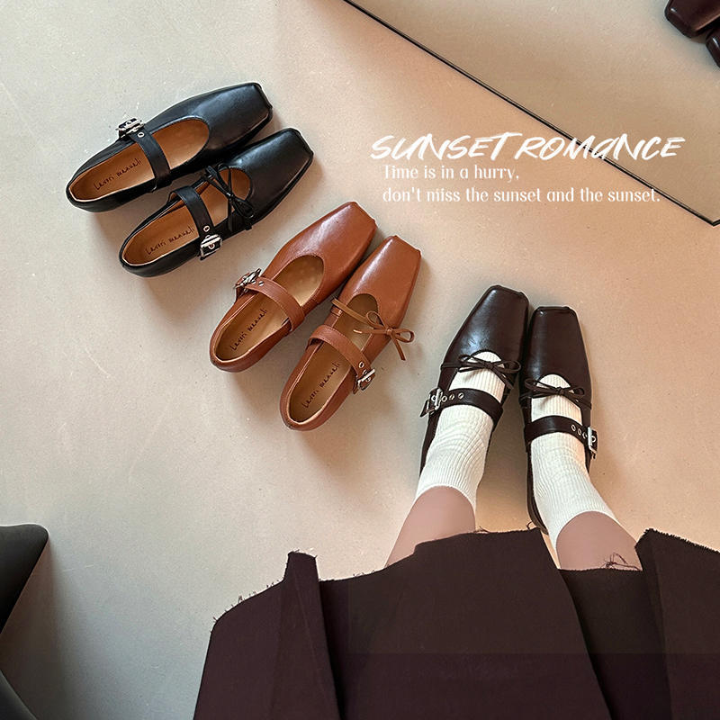 Karin Luna In Stock Spot Goods  Square Toe Internal Height Increase Detachable Bowknot