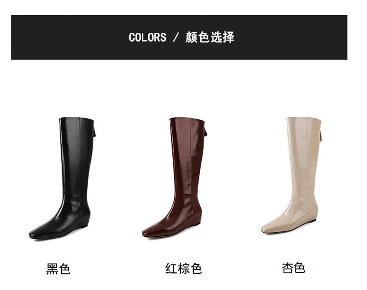 Karin Luna Minimalist Style Square-Toe Hidden Heel Long Boots