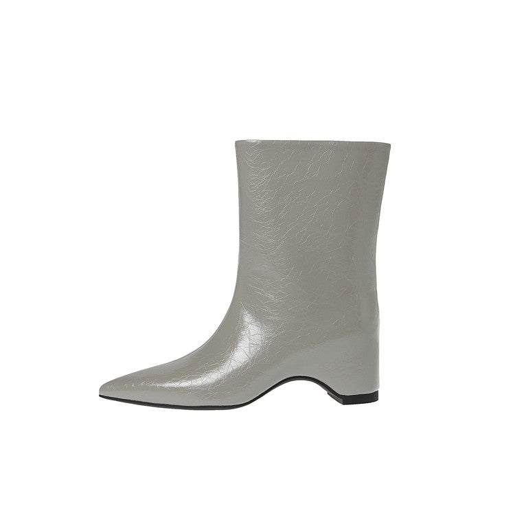 Karin Luna Elegant Pointed Toe Hidden Wedge Short Boots