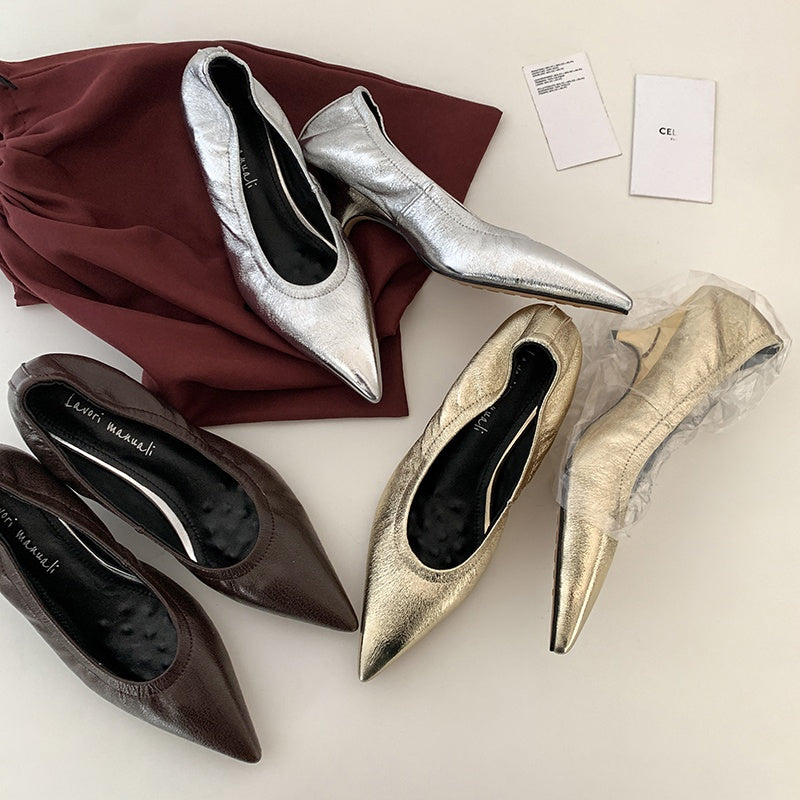 Karin Luna In Stock Spot Goods    Vintage Classic Style Shallow Mouth Single Shoes