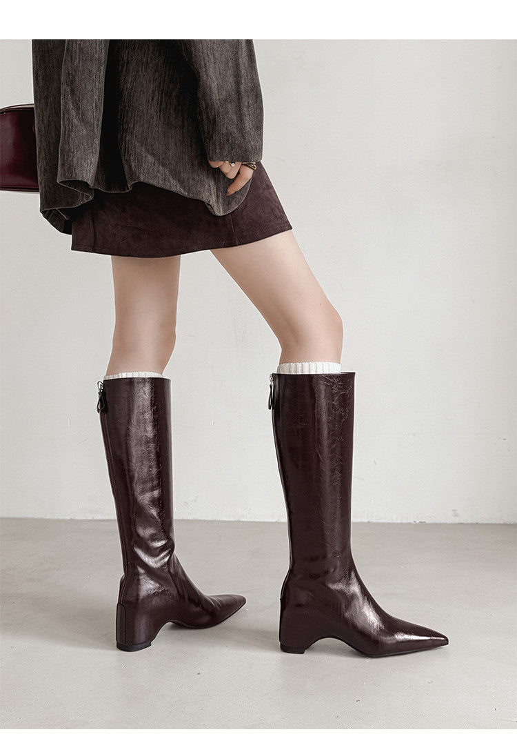 Karin Luna Elegant Style Pointed Toe Internal Height Increase Long Boots