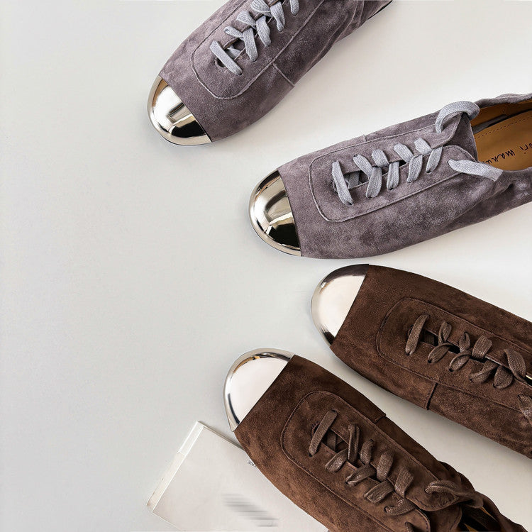 Karin Luna In Stock In Stock  High-end Metal Toe Lace-up Flats