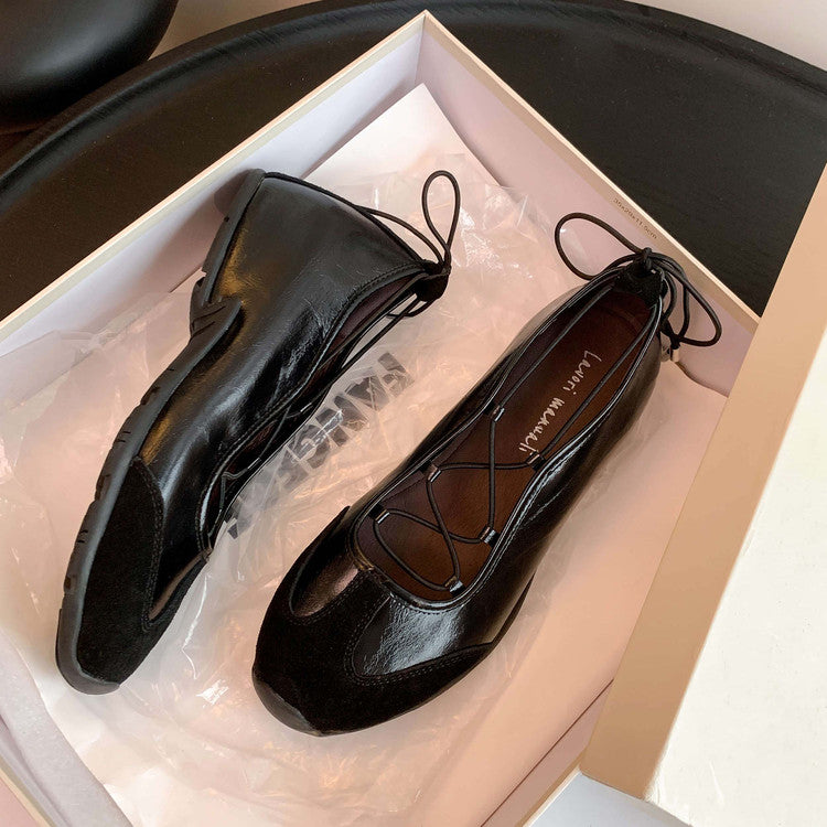 Karin Luna Basic Versatile British Style Casual Lace-up Flats