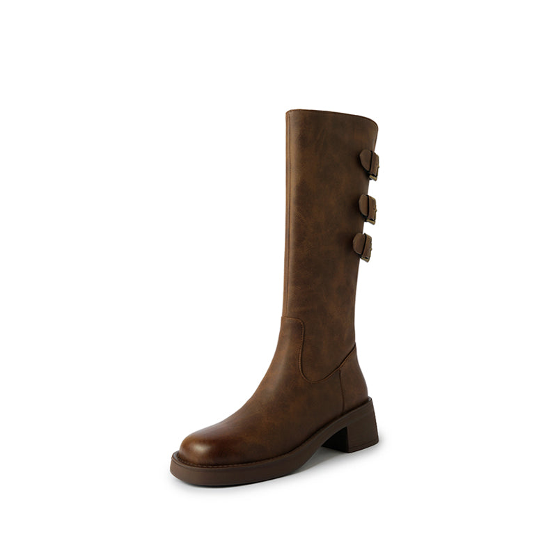 Karin Luna In Stock In Stock Thigh Circumference Belt Buckle Thick Sole Rider Boots