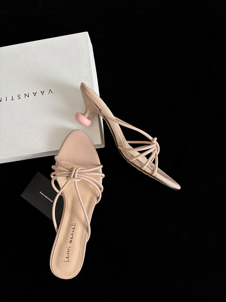 Karin Luna In Stock In Stock  In Stock Round Toe Cross Hollow Round Toe Stiletto Slippers