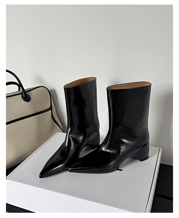 Karin Luna Elegant Pointed Toe Hidden Wedge Short Boots